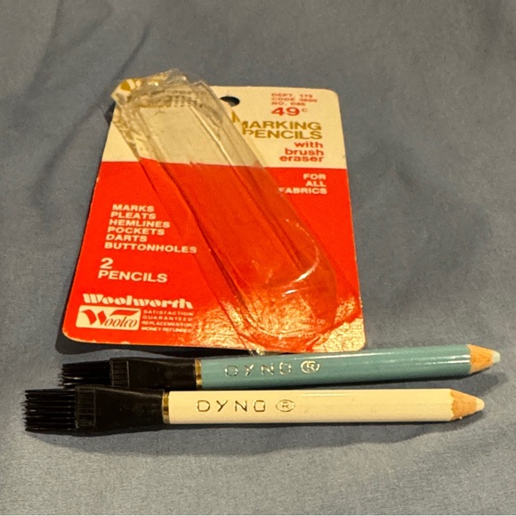 Woolworth Fabric Marking Pencils with Brush Eraser - Black and Blue - Picture 8 of 14